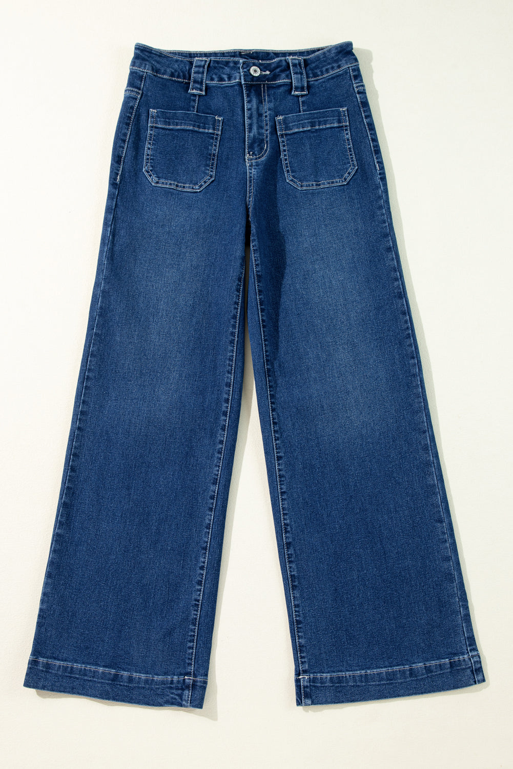 Sail Blue Wide Leg Pocketed High Waist Jeans