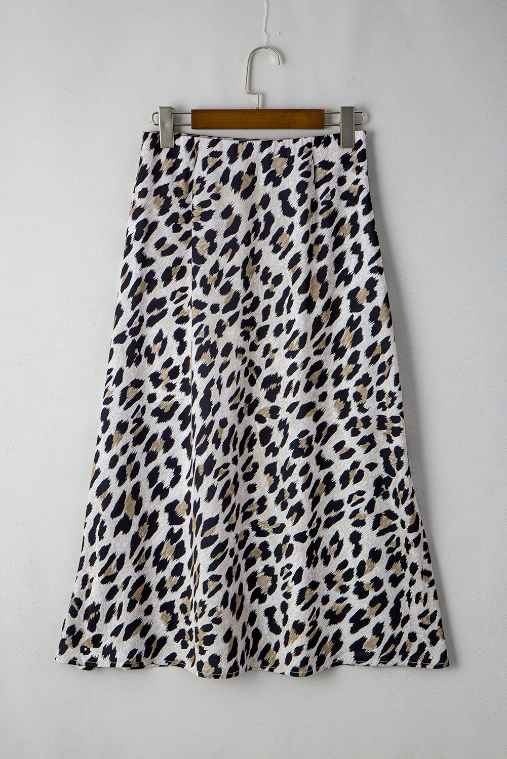 Brown Leopard Print High Waist Midi Skirt