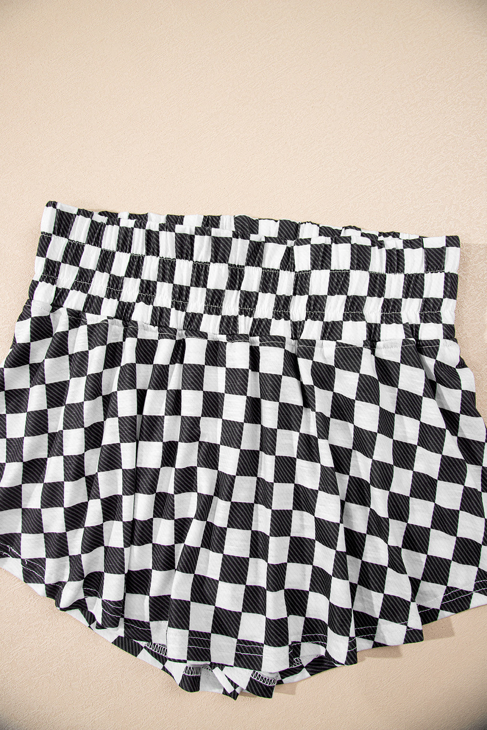Pink Checkerboard T Shirt and High Waist Skorts 2 Piece Outfit