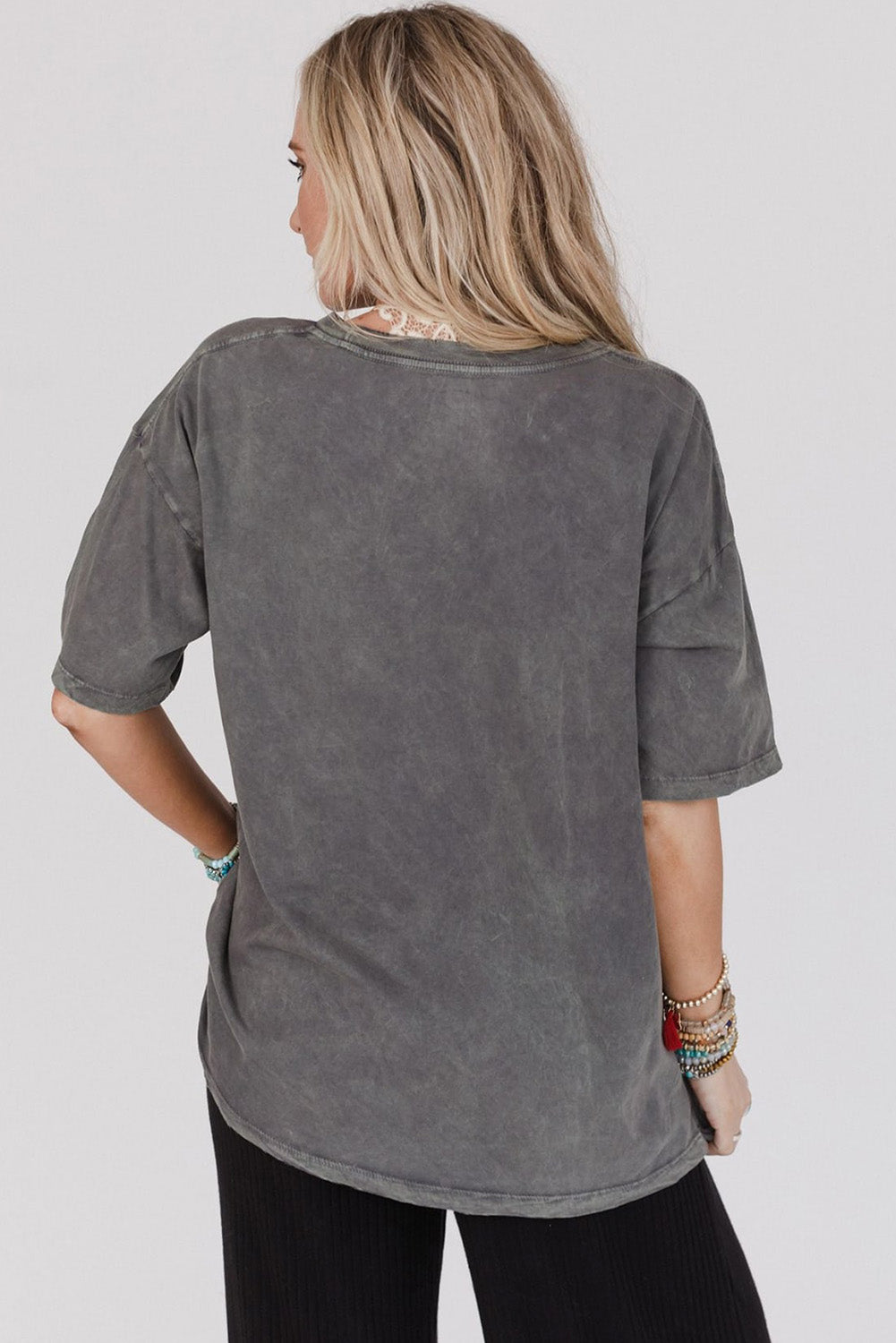 Dark Grey Kindness Butterflies Graphic Mineral Wash Loose Tee