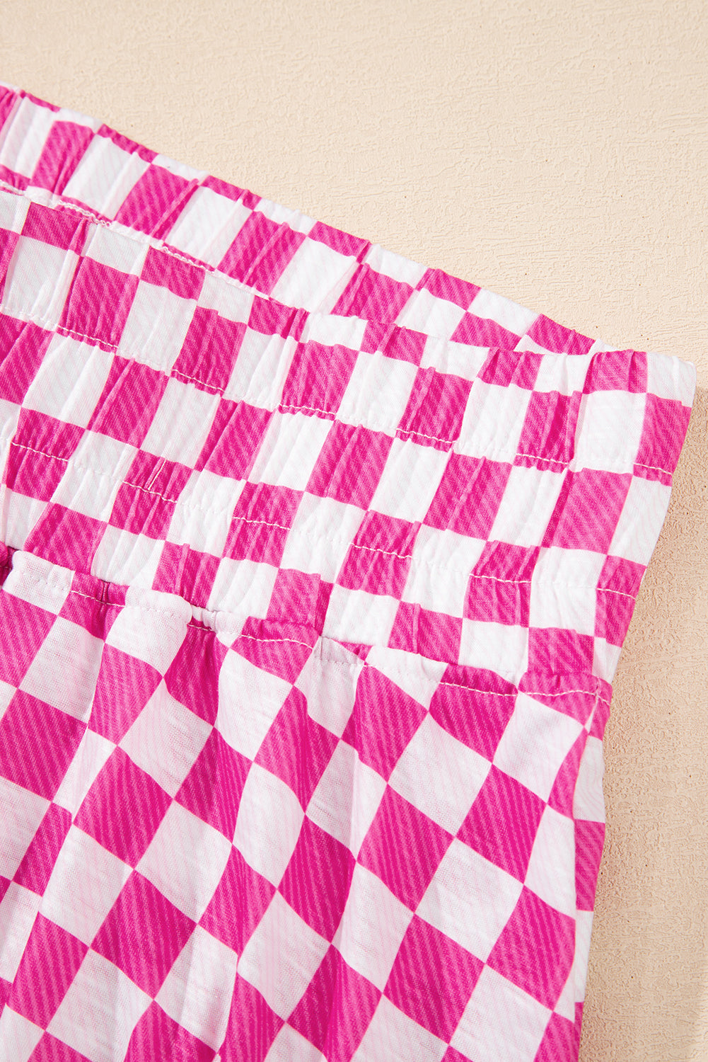 Pink Checkerboard T Shirt and High Waist Skorts 2 Piece Outfit