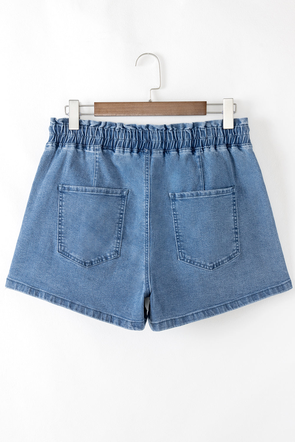 Ashleigh Blue Drawstring High Waist Casual Denim Shorts with Pockets